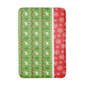 フェスティバル赤と緑のトナカイ,木,雪片 バスマット (正面縦)