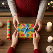 フェスティバル赤と緑のドットの金ゴールドラップ紙 ラッピングペーパー