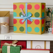 フェスティバル赤と緑のドットの金ゴールドラップ紙 ラッピングペーパー