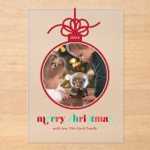 フェスティバル赤と緑のレタリングオーナメント写真 アクリル招待状 (正面)