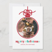 フェスティバル赤と緑のレタリングオーナメント写真 シーズンカード (正面)