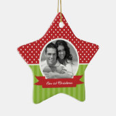 フェスティバル赤と緑の写真のクリスマス セラミックオーナメント (右)