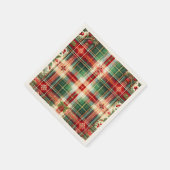 フェスティバル赤と緑の格子模様のクリスマスナプキン スタンダードカクテルナプキン (角)