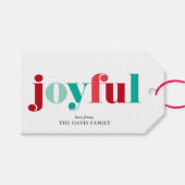 フェスティバル赤と緑の"喜び"クリスマス ギフトタグ (正面(横))