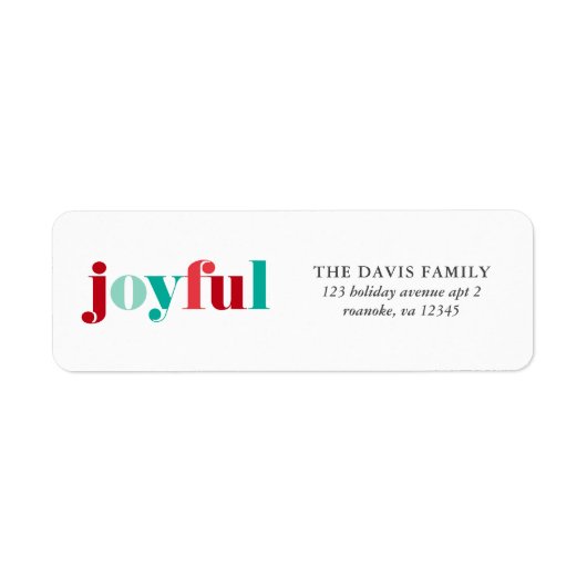 フェスティバル赤と緑の"喜び"クリスマス ラベル (正面)