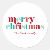 フェスティバル赤と緑「メリークリスマス」 ラウンドシール (正面)