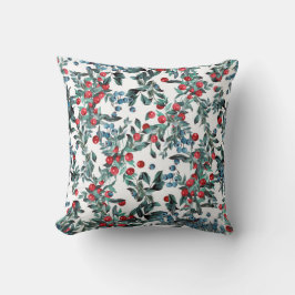 フェスティバル赤と青の果実の常緑リース クッション
