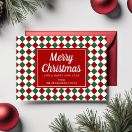 フェスティバル赤チェック写真クリスマス シーズンカード