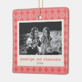 フェスティバル赤ドットパタスタイリッシュンパーソナライズされた写真 セラミックオーナメント (左)