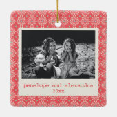 フェスティバル赤ドットパタスタイリッシュンパーソナライズされた写真 セラミックオーナメント (裏面)