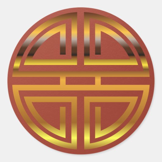 フェスティバル赤フェイク金ゴールド長寿モチーフパーティーの好意 ラウンドシール (正面)