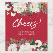 フェスティバル赤フローラ |クリスマス・ホリデー応援 ワインラベル (シングルラベル)