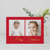 フェスティバル赤冬の鹿パターン2枚の写真 箔シーズンカード (立ち正面)