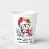 フェスティバル赤白かわいいペンギンメリークリスマス 紙コップ (裏面)