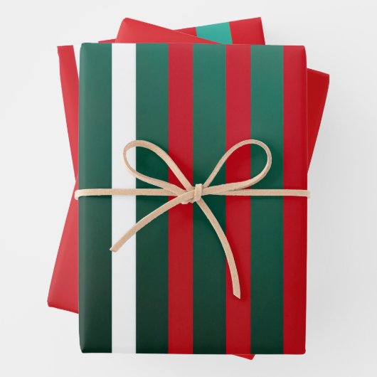 フェスティバル赤白と緑のクリストライプのスマス ラッピングペーパーシート (インサイチュ)