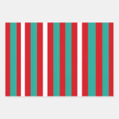 フェスティバル赤白と緑のクリストライプのスマス ラッピングペーパーシート (正面3)