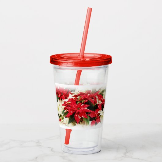 フェスティバル赤白フローラポインセチア花 アクリルタンブラー (裏面)