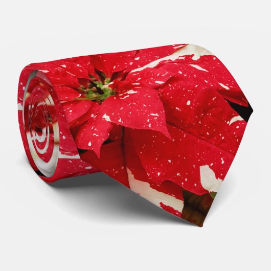 フェスティバル赤白フローラポインセチア花 ネクタイ (ロール)