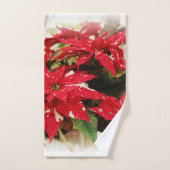 フェスティバル赤白フローラポインセチア花 バスタオルセット (ハンドタオル)