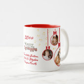 フェスティバル赤白初めてのクリスマス3 Photo Collage ツートーンマグカップ (正面右)