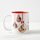 フェスティバル赤白初めてのクリスマス3 Photo Collage ツートーンマグカップ (左)