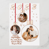 フェスティバル赤白初めてのクリスマス3 Photo Collage 箔シーズンカード (正面)