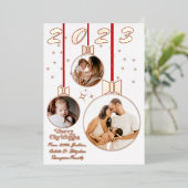 フェスティバル赤白初めてのクリスマス3 Photo Collage 箔シーズンカード (立ち正面)