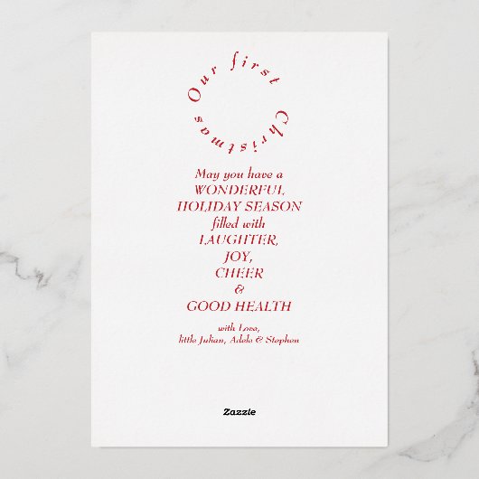 フェスティバル赤白初めてのクリスマス3 Photo Collage 箔シーズンカード (裏面)