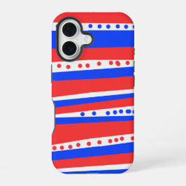 フェスティバル赤白青円ストライプ数 iPhone 16ケース
