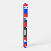 フェスティバル赤白青円ストライプ数 iPhone 16ケース (右側面)