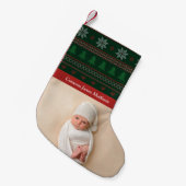 フェスティバル赤緑写真ベビー初 スモールクリスマスストッキング (正面 (吊り時))