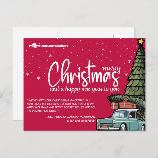 フェスティバル車気にのメッセージカード(ヴィンテージ付き) しゃれている シーズンポストカード (正面/裏面)