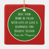 フェスティバル追加の名前ミセス・クロース・ホリデイ セラミックオーナメント (裏面)