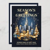 フェスティバル都市型スカイラインブルー金ゴールドDIYロゴ写真 シーズンカード (正面/裏面)