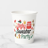 フェスティバル醜いセーターパーティー水彩 紙コップ (裏面)