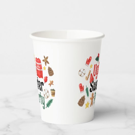 フェスティバル醜いセーターパーティー水彩 紙コップ (左)