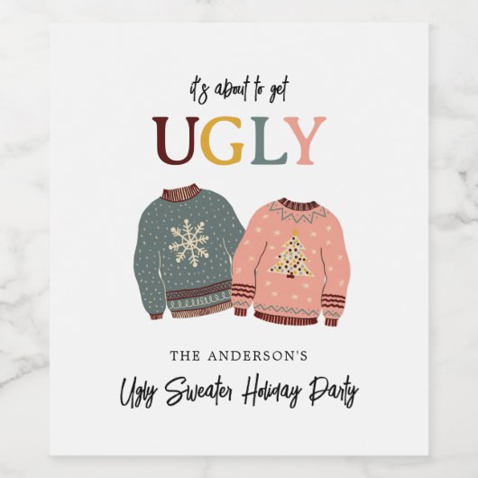 フェスティバル醜いセーターホリデーパーティークリスマス ワインラベル (シングルラベル)