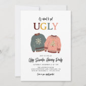 フェスティバル醜いセーターホリデーパーティークリスマス 招待状 (正面)