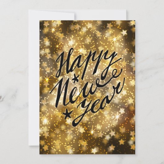 フェスティバル金ゴールドきらめくスターハッピーニューイヤー シーズンカード (正面)