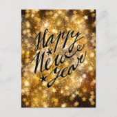 フェスティバル金ゴールドきらめくスターハッピーニューイヤー シーズンポストカード (正面)