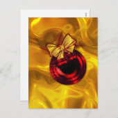 フェスティバル金ゴールドとレッドバウブルクリスマス シーズンポストカード (正面/裏面)