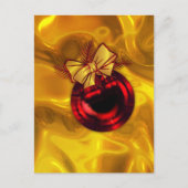 フェスティバル金ゴールドとレッドバウブルクリスマス シーズンポストカード (正面)