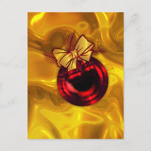 フェスティバル金ゴールドとレッドバウブルクリスマス シーズンポストカード (正面)