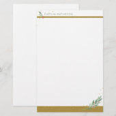 フェスティバル金ゴールドウィンターグリーナリークリスマスホリデー 便箋 (正面/裏面)