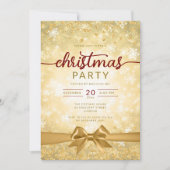 フェスティバル金ゴールドウィンタースノーフレークスカンパニーリボン 招待状 (正面)