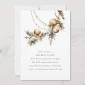 フェスティバル金ゴールドガーランドクリスマスパーティーホリデー 招待状 (正面)