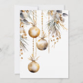 フェスティバル金ゴールドガーランドクリスマスパーティーホリデー 招待状 (裏面)