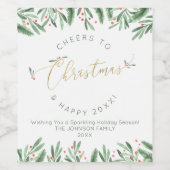 フェスティバル金ゴールドクリスマスタイポグラフィ応援新年 ワインラベル (シングルラベル)