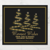 フェスティバル金ゴールドクリスマスツリーズ暖かい願い ビールラベル (シングルラベル)