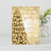 フェスティバル金ゴールドクリスマスツリー会社ホリデーパーティー 招待状 (スタンド正面)